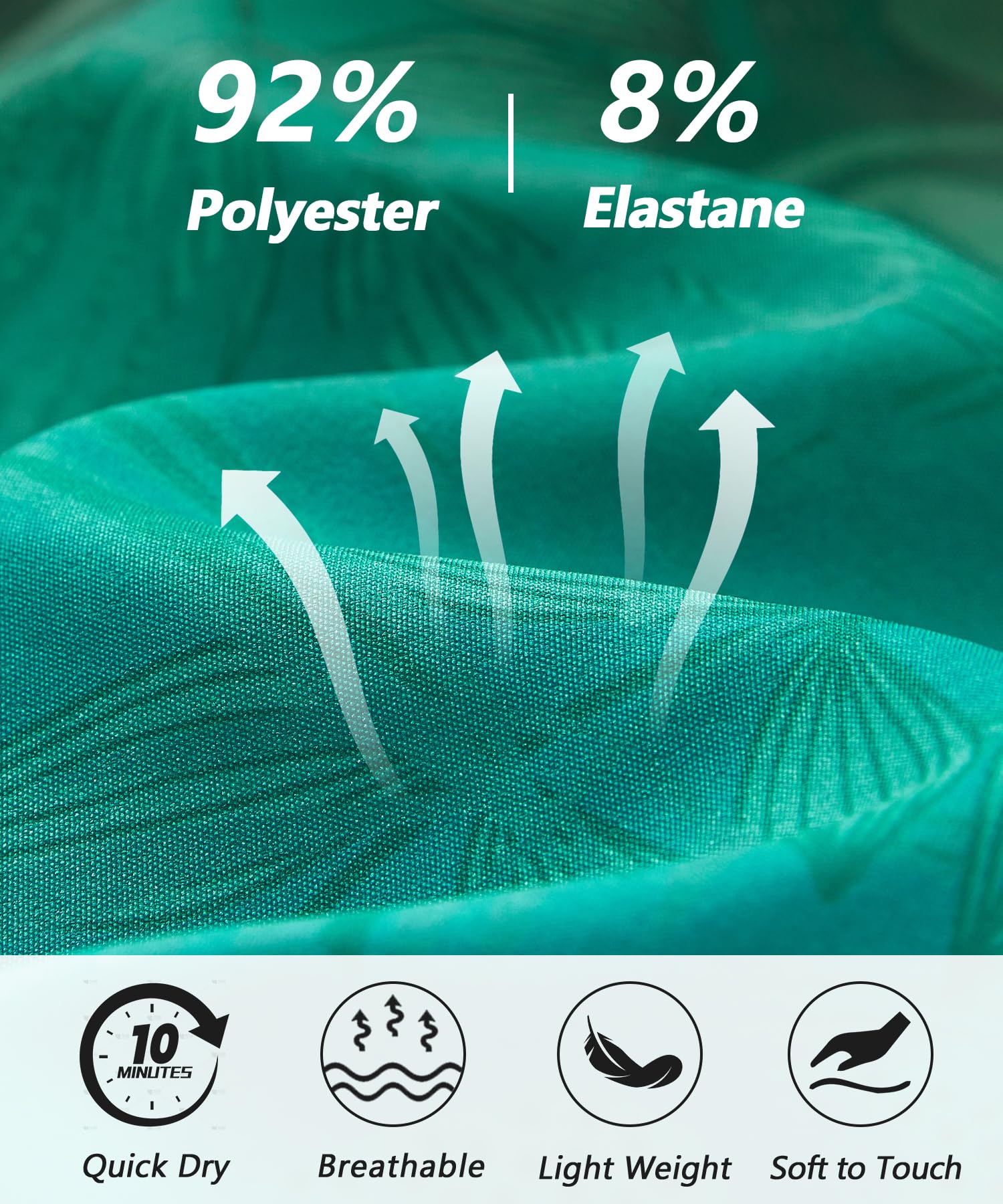ELETOP Men's Swim Trunks Quick Dry Bathing Suit Swimming Board Shorts Mesh Lining Beach Swimwear Leaf Gradient Green XL