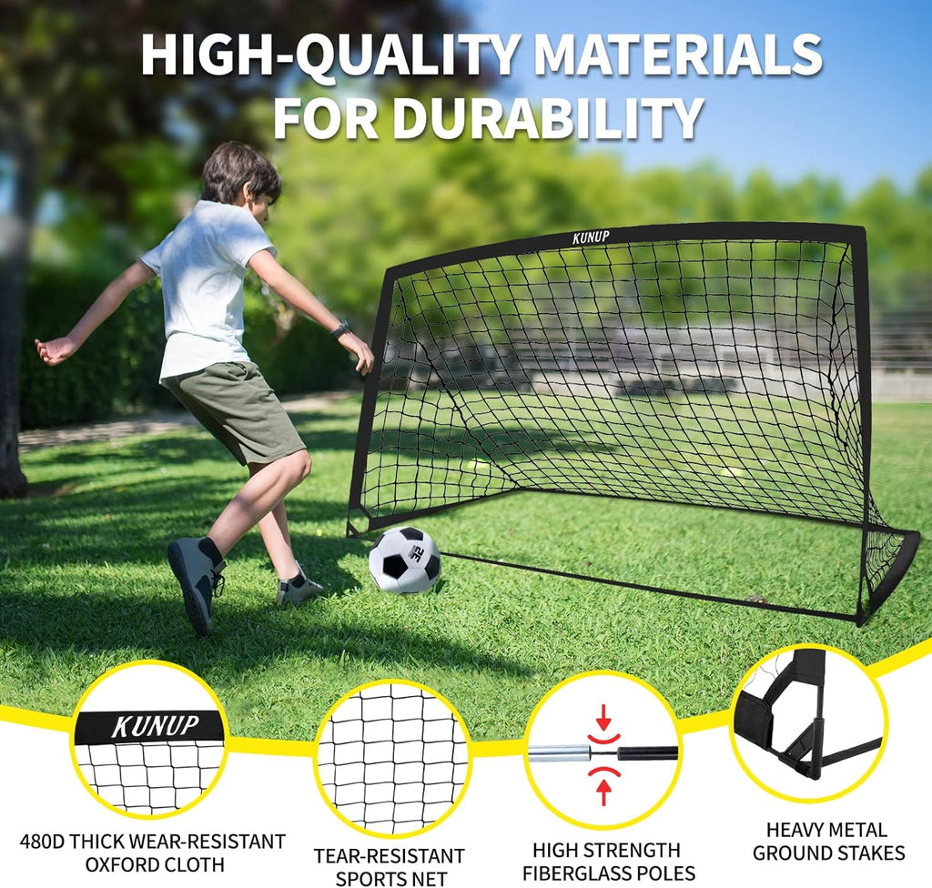 Skiennix Kids Soccer Goals - Portable Foldable Practice Nets with Training Equipment Set for Outdoor Fun