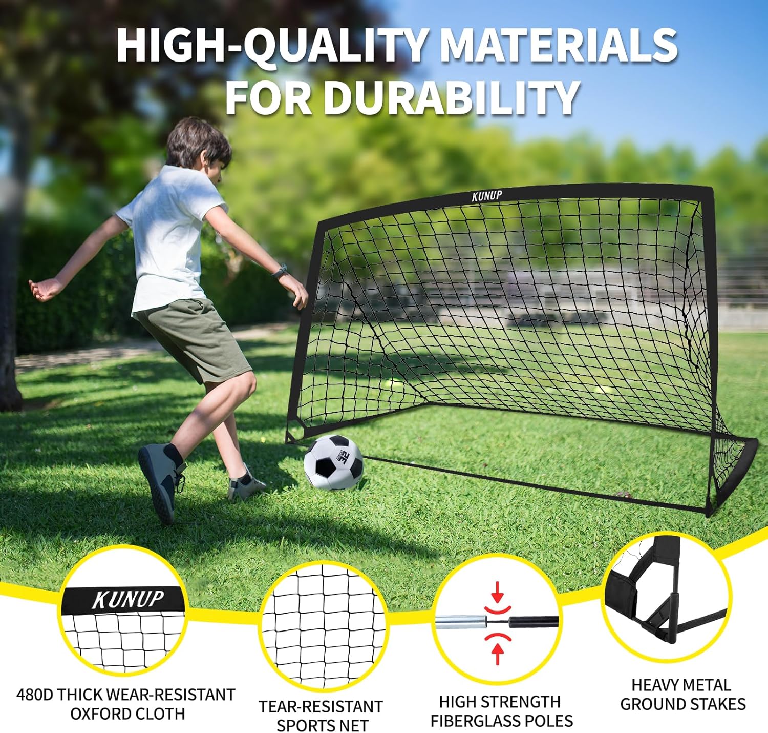 Skiennix Kids Soccer Goals - Portable Foldable Practice Nets with Training Equipment Set for Outdoor Fun