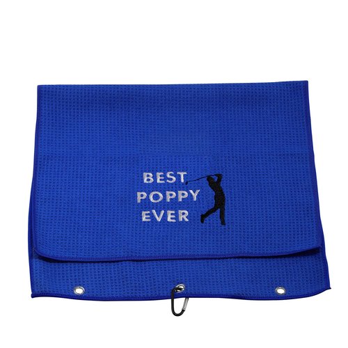 LEVLO Dad Golf Towel Embroidered Golf Towel Gift Golf Father Gift Best Papa/Pops/Grampy/Papaw/Dad/Poppy Ever Golf Towel with Clip (Poppy)