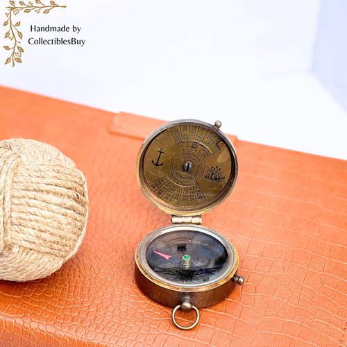 Brass Compass Vintage Finish Kelvin Hughes 100 Year Calendar Compasses Lid Compass Directional & Navigational Tool