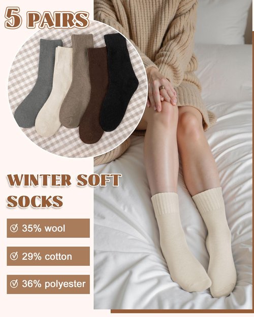 YSense Wool Socks for Women, Winter Boot Socks Stocking Stuffers Gifts for Women Warm Crew Hiking