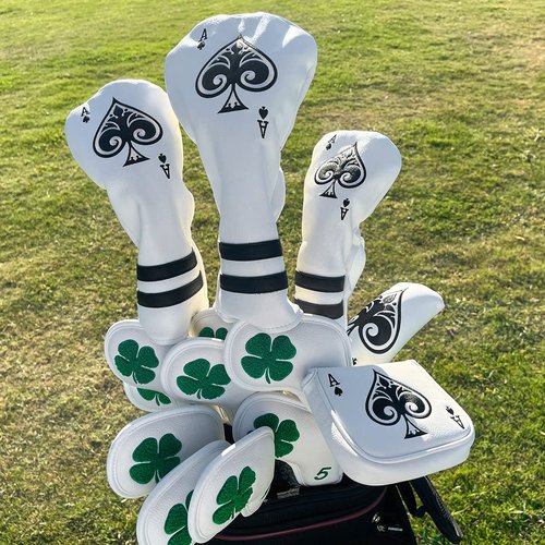 Montela Golf Club Covers Poker Ace 3 Wood Headcover Driver Cover Fairway Wood Headcover Hybrid Cover Leather Golf Headcover for Scotty Cameron Odyssey Taylormade Spider All Brand