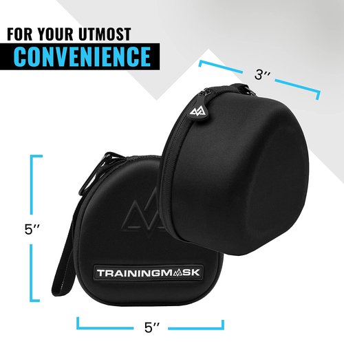 TRAININGMASK Hard Carry Case with Quick Zip Pouch - Internal Soft webbing for Any Workout Mask, Cardio and Endurance Mask, Fitness Mask, Breathing Resistance Mask, Running Mask … (Black)