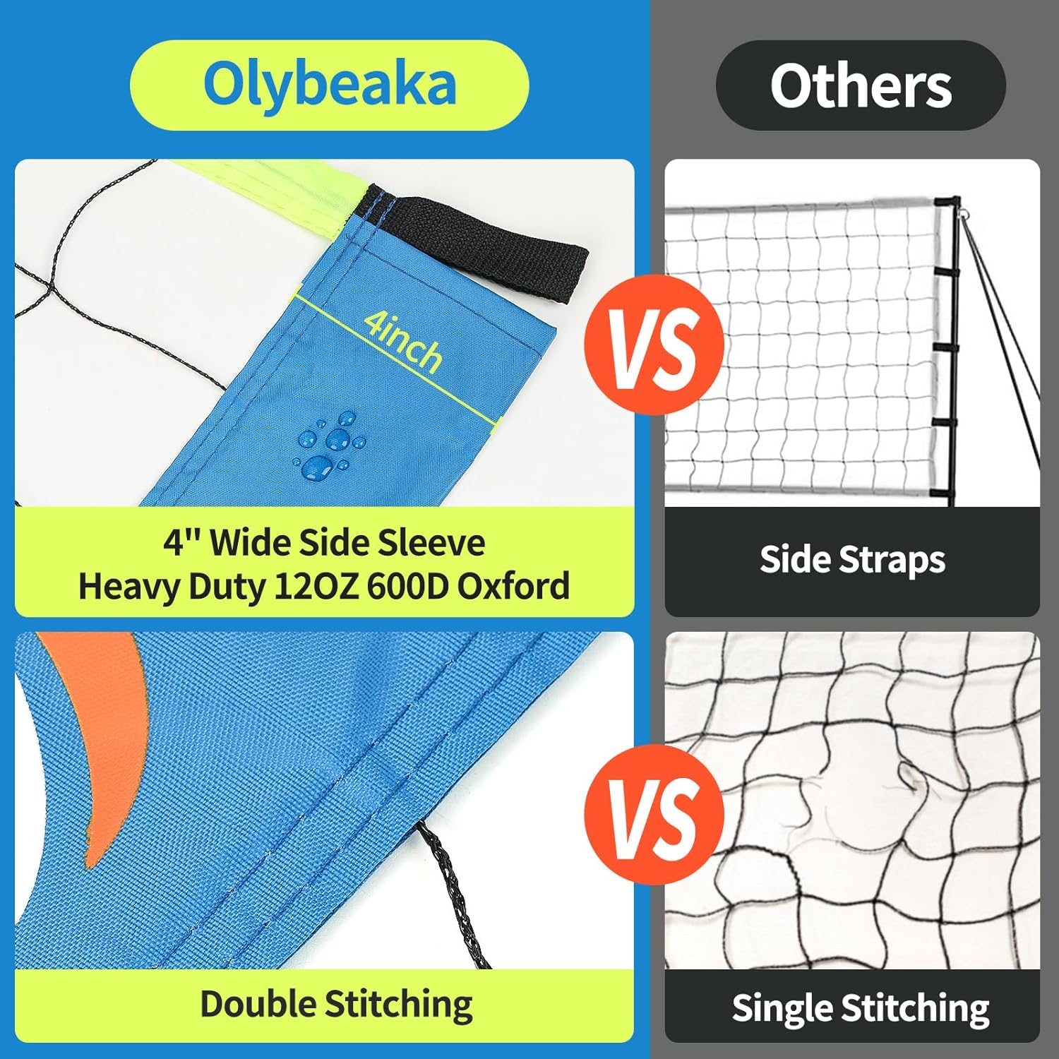 Skiennix Portable Outdoor Volleyball Net Set - Adjustable Poles, Soft PU Volleyball & Pump, Carry Bag