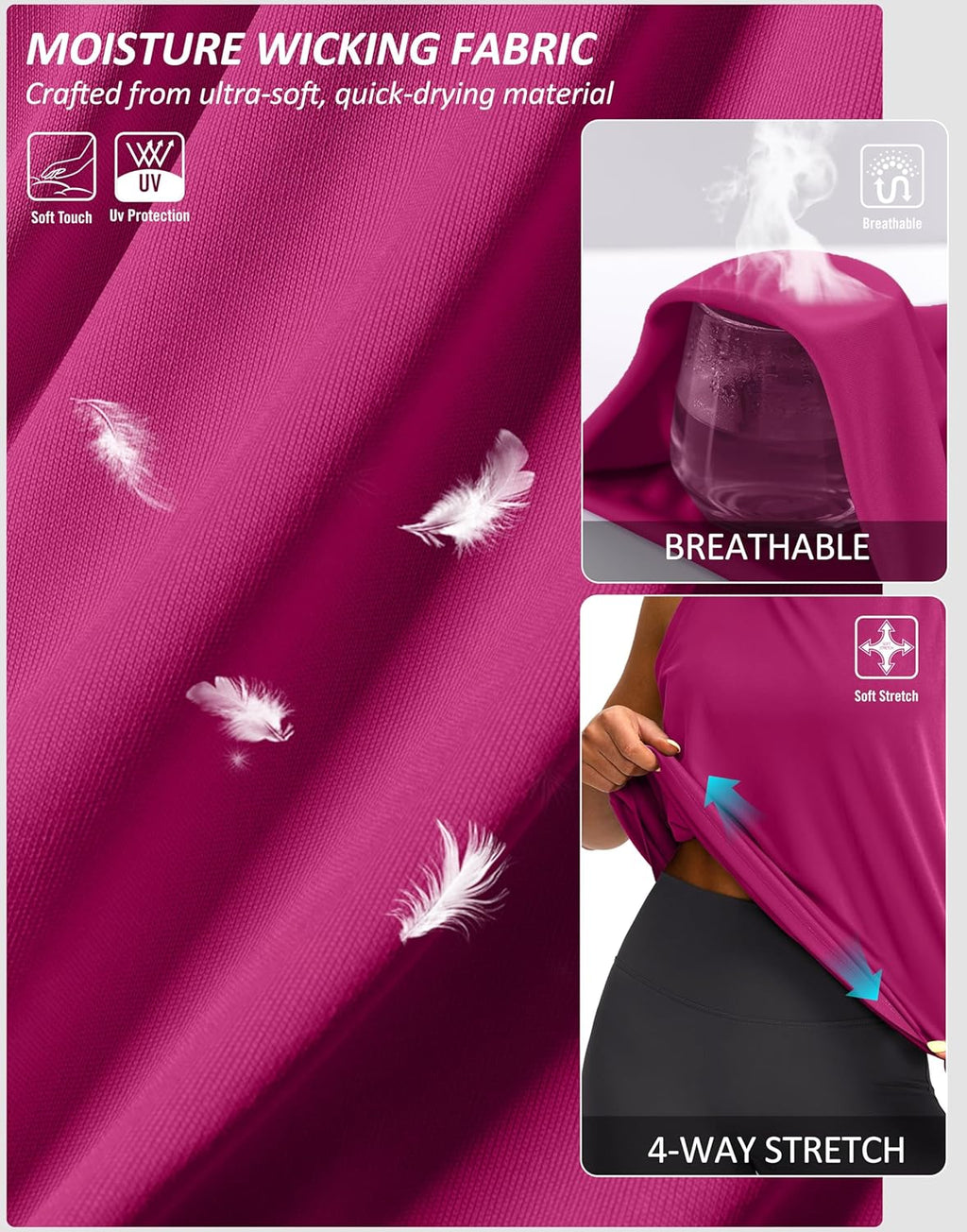 SANTINY Women's Sleeveless Workout Tops - Breathable Lightweight Athletic Tank for Running & Yoga