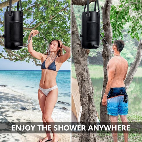 SPACEREST Solar Shower Bag, 5 Gal/20L Solar Heating Camping Shower Bag, On-Off Switchable Shower Head, Portable Shower with Thick Tarpaulin for Camping, Surfing, Outdoor Traveling, No Tear & Leak