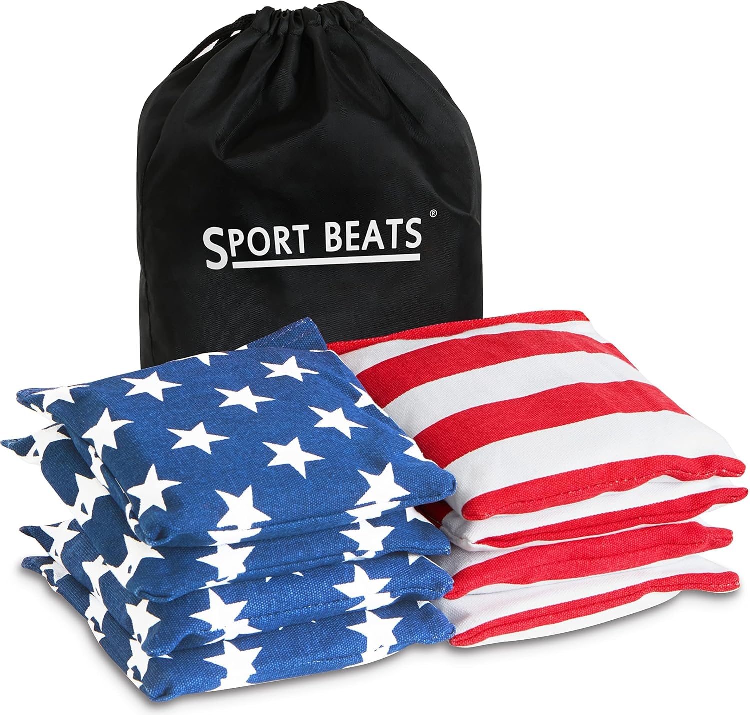 Sport Beats Cornhole Bags - Regulation Weight & Size Set of 8 with Carry Case | Durable & High-Quality