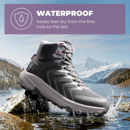 NORTIV 8 Women's Waterproof Hiking Boots - Comfortable Arch Support | Lightweight Outdoor Sneakers