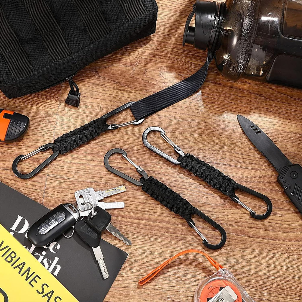 Skiennix Paracord Keychain Carabiner - Double Hooks for Camping, Hiking, and Stroller Use | Durable Clip for Water Bottles and Tools