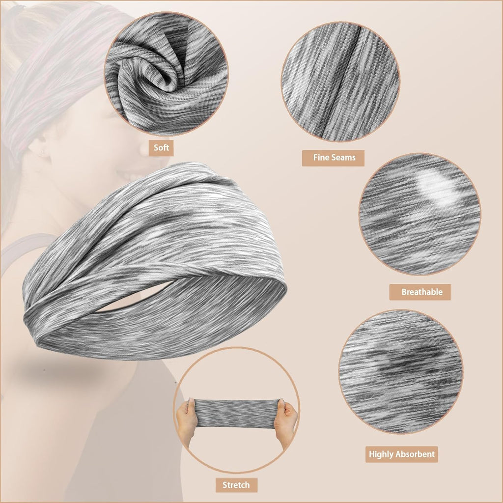 Skiennix Wide Headbands for Women - No Slip Hair Bands for Sports & Yoga | Soft, Stretchy, Sweat-Wicking