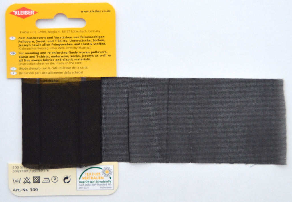 Kleiber Iron On Elasticated Clothing Repair Tape, 40cm x 6cm, Black