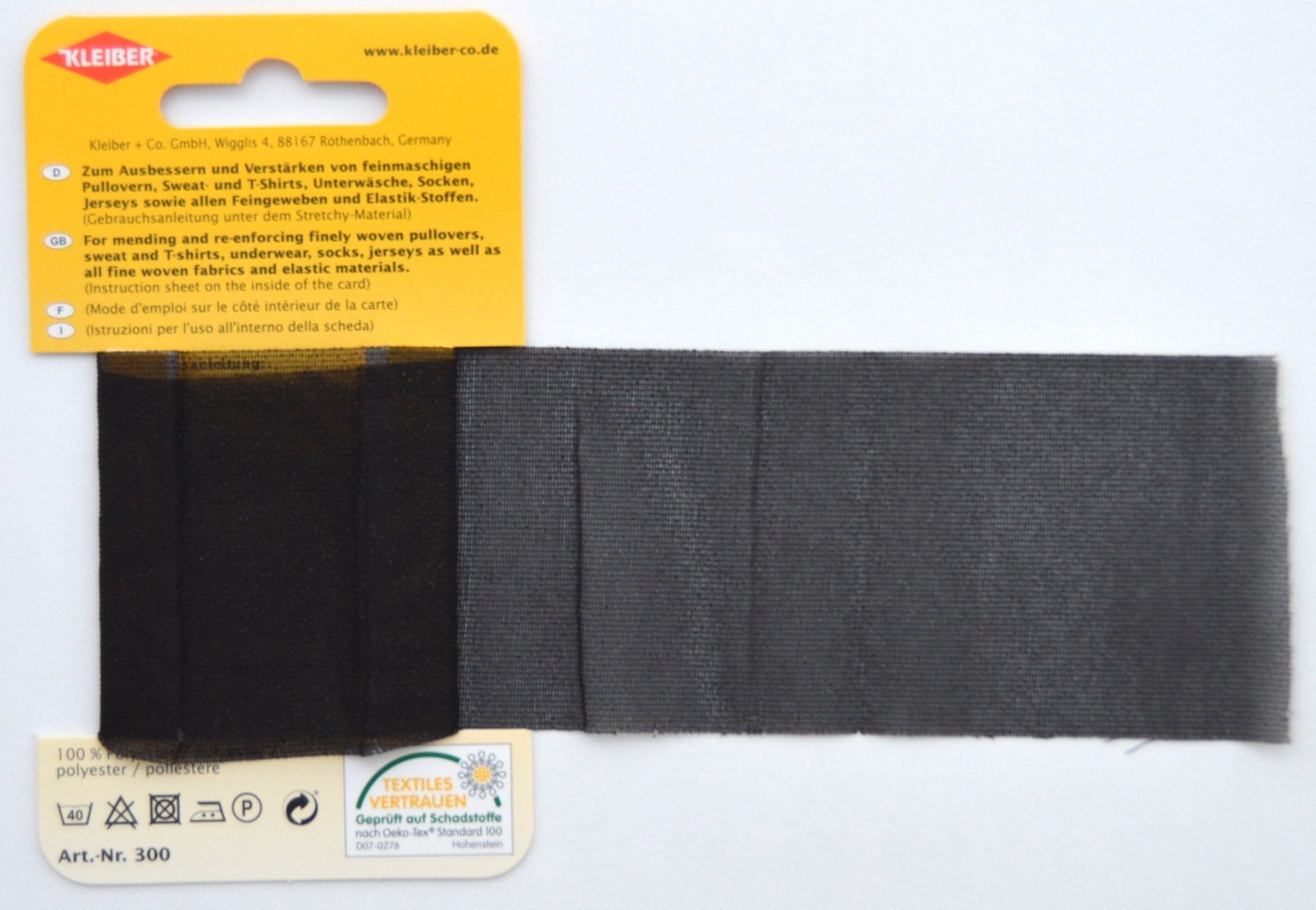 Kleiber Iron On Elasticated Clothing Repair Tape, 40cm x 6cm, Black