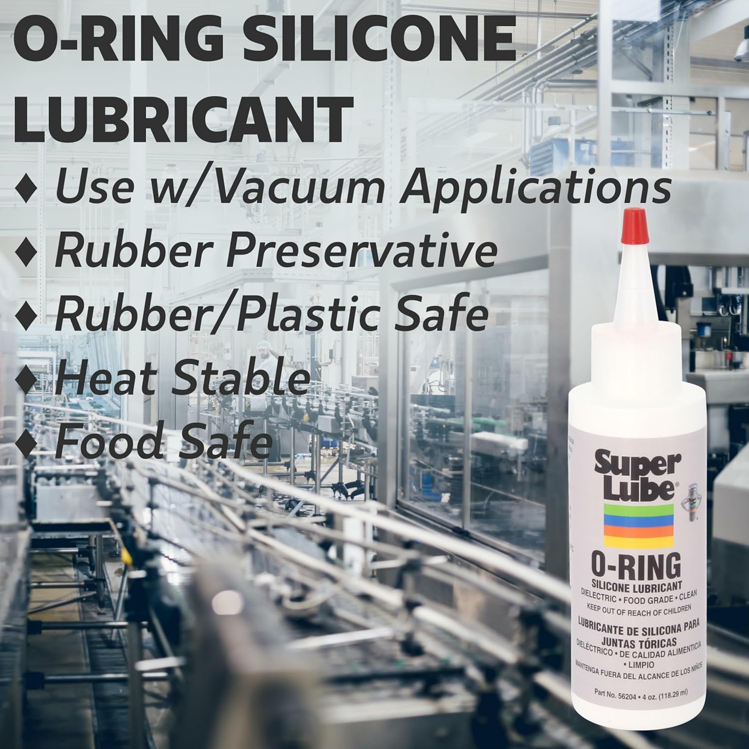 Super Lube O-Ring Silicone Lubricant - Waterproof & Heat Stable Food Grade Grease - 4 oz Clear Bottle