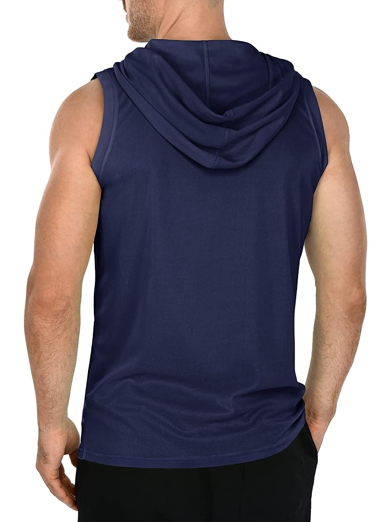 3 Pack Men's Quick Dry Mesh Tank Tops – Sleeveless Hooded Sports Shirts, Black White Blue 4X-Large (Variation)