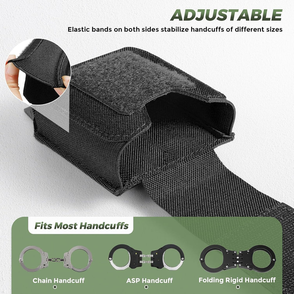 Skiennix Handcuff Pouch - Tactical Holster with USA Flag Patch for Duty Belt & Vest | Fits ASP, Hinged, Chain, Folding Rigid Handcuffs