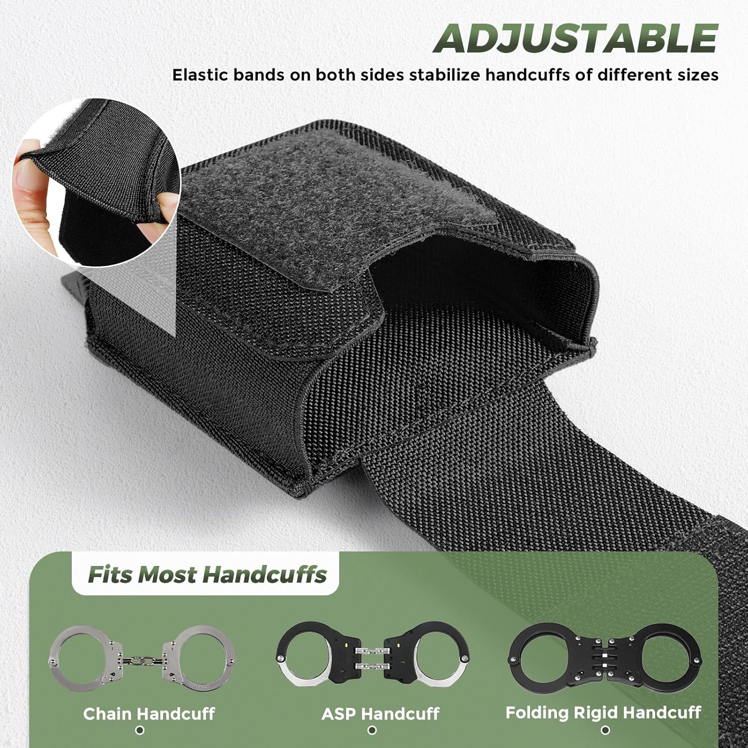 Skiennix Handcuff Pouch - Tactical Holster with USA Flag Patch for Duty Belt & Vest | Fits ASP, Hinged, Chain, Folding Rigid Handcuffs