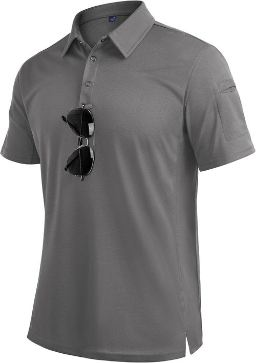 Alimens & Gentle Men's Tactical Polo Shirt - Short Sleeve Dry Fit Golf Top | Stretch Outdoor Wear