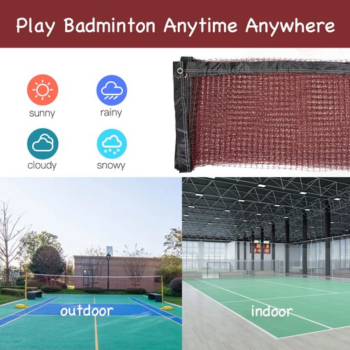 Sanung Badminton Net, Standard Size All-Weather Portable Badminton Net Replacement for Indoor Outdoor Use with Storage Bag