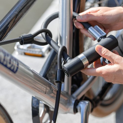 AXA Newton Mini Bike U-Lock with Cable, Heavy Duty Anti-Theft Bicycle U Lock, 14mm Shackle and 10mm x3.25ft Length Security Cable with Mounting Bracket and Keys