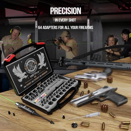 LaserLyte Green Laser Bore Sight Kit - Tool-Free Multi-Caliber Sighter with 64 Adapters for 0.17 to 12 GA