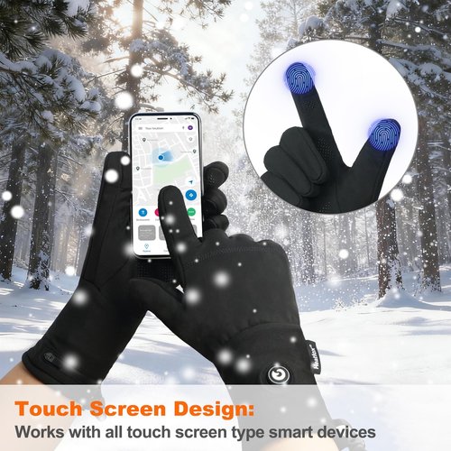 Heated Glove Liners for Men Women, Rechargeable Battery Electric Heated Gloves, Winter Warm Glove Liners for Arthritis Raynaud (Black, M)