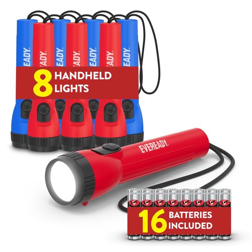 EVEREADY LED Flashlights (8-Pack), Bright Flashlights for Emergencies and Camping Gear, Flash Light with AA Batteries Included, Red/Blue (8-Pack)