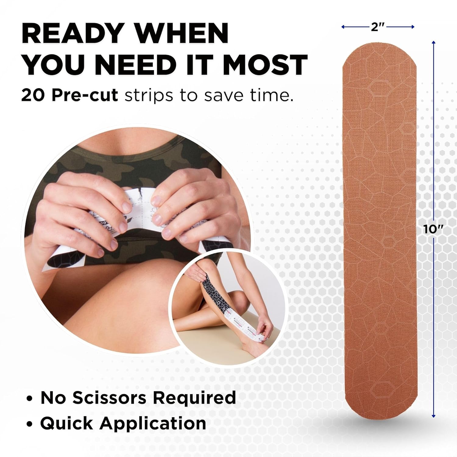 TheraBand Kinesiology Tape - Long-Lasting Athletic Support with XactStretch Indicators | Beige, 1 Roll, Latex-Free & Water Resistant