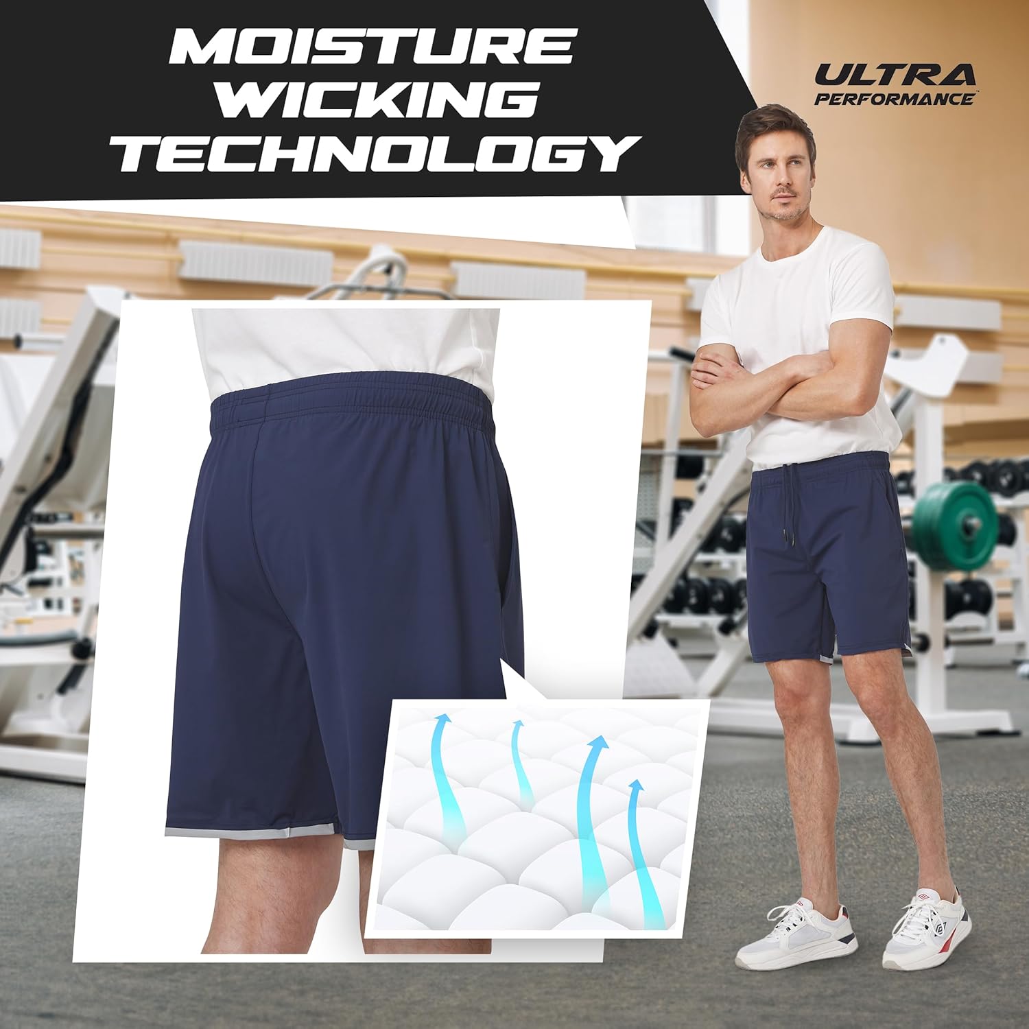 Skiennix Ultra Performance Men's Athletic Running Shorts - 3 Pack Super Stretch Gym Shorts | 7 Inch Inseam