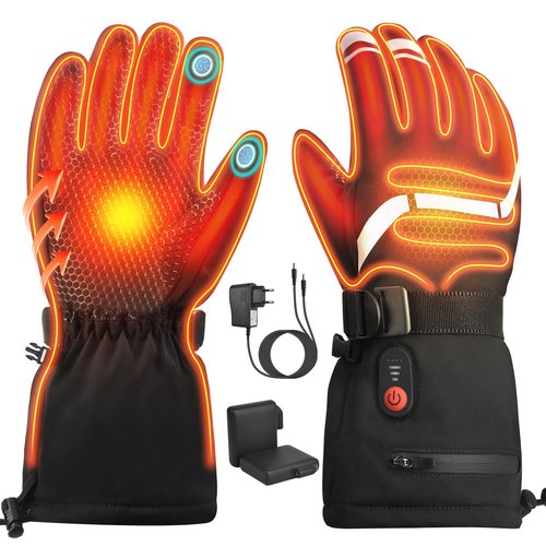 Heated Gloves Gifts for Men Women, 7.4V Fast Heating Rechargeable Electric Heated Gloves, Touchscreen Waterproof Heating Gloves for Motorcycle Driving Hiking Skiing Outdoor Sport (Large)