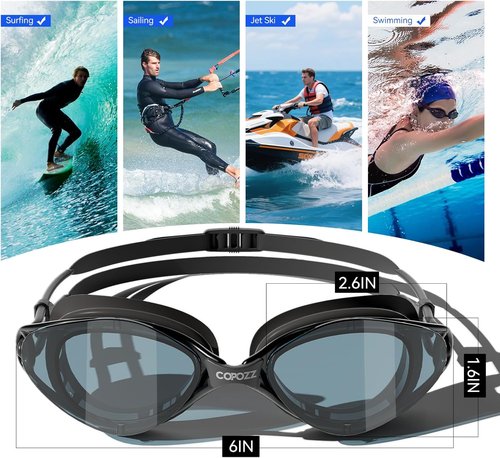 COPOZZ S3 Swim Goggles for Adult, Swimming Goggles Clear Vision Anti Fog UV400 Protection No Leaking for Men Women Youth