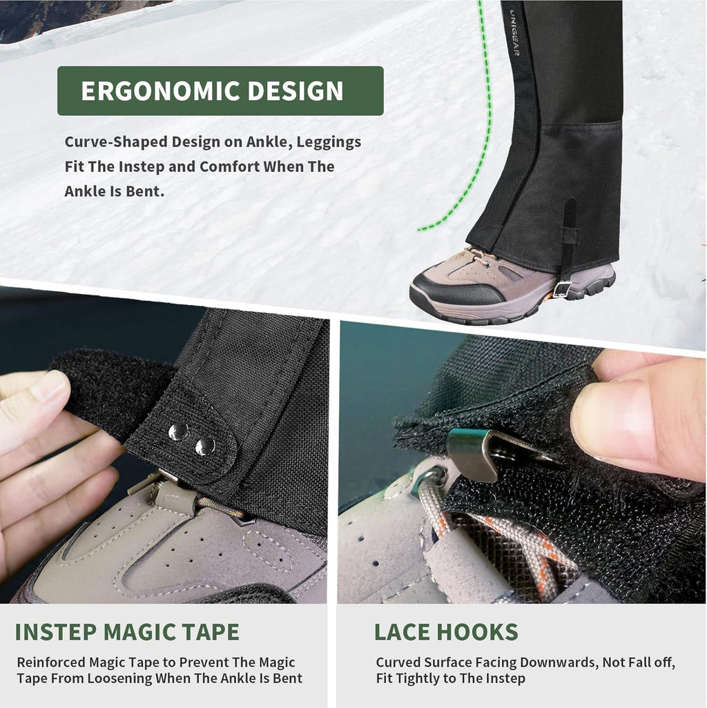 Unigear Leg Gaiters - Durable 1000D Waterproof Boot Gaiters for Hiking, Walking, Climbing & Skiing