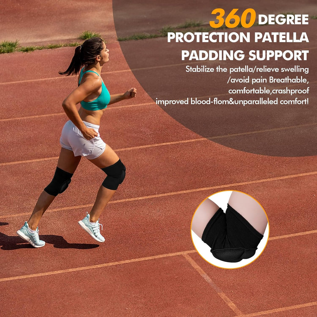 Skiennix Protective Knee Pads - Thick EVA Foam Anti-Slip Design for Volleyball, Cycling & More | Size M - Black