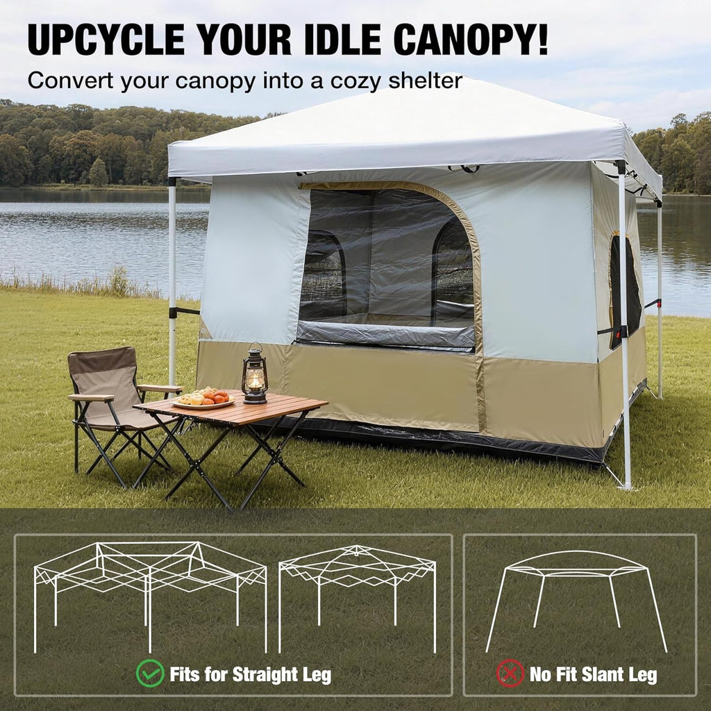 REDCAMP Canopy Camping Tent - Converts 10'x10' or 10'x20' Canopy Into Spacious Shelter for 4-6 People