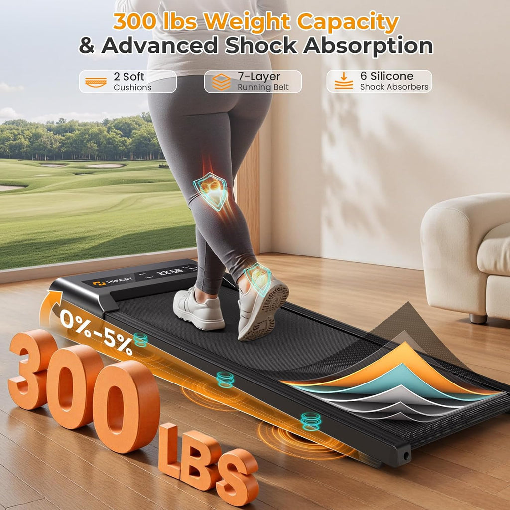 Skiennix 3-in-1 Foldable Walking Pad Treadmill - Portable Under Desk Machine with Incline Handle Bar, 300lbs Capacity