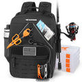 KastKing KarryAll Fishing Tackle Backpack with Rod Holder 4 Tackle Boxes,40/26L Tackle Bag Storage Fishing Gear and Equipment,Black,Medium