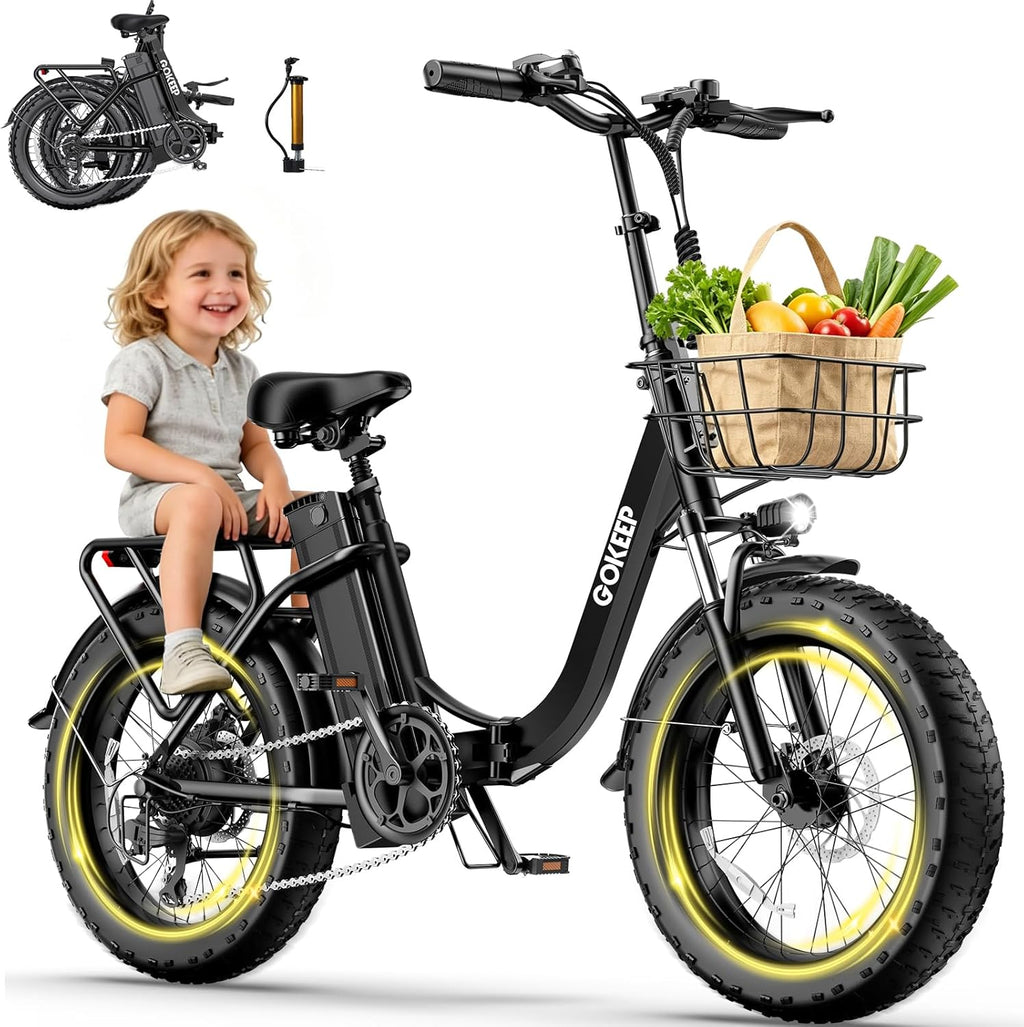 1800W Electric Bike - 52V/18.2AH Removable Battery | 86 Miles Range, Foldable Fat Tire, 7-Speed, UL2849 Certified, Max 330LBS