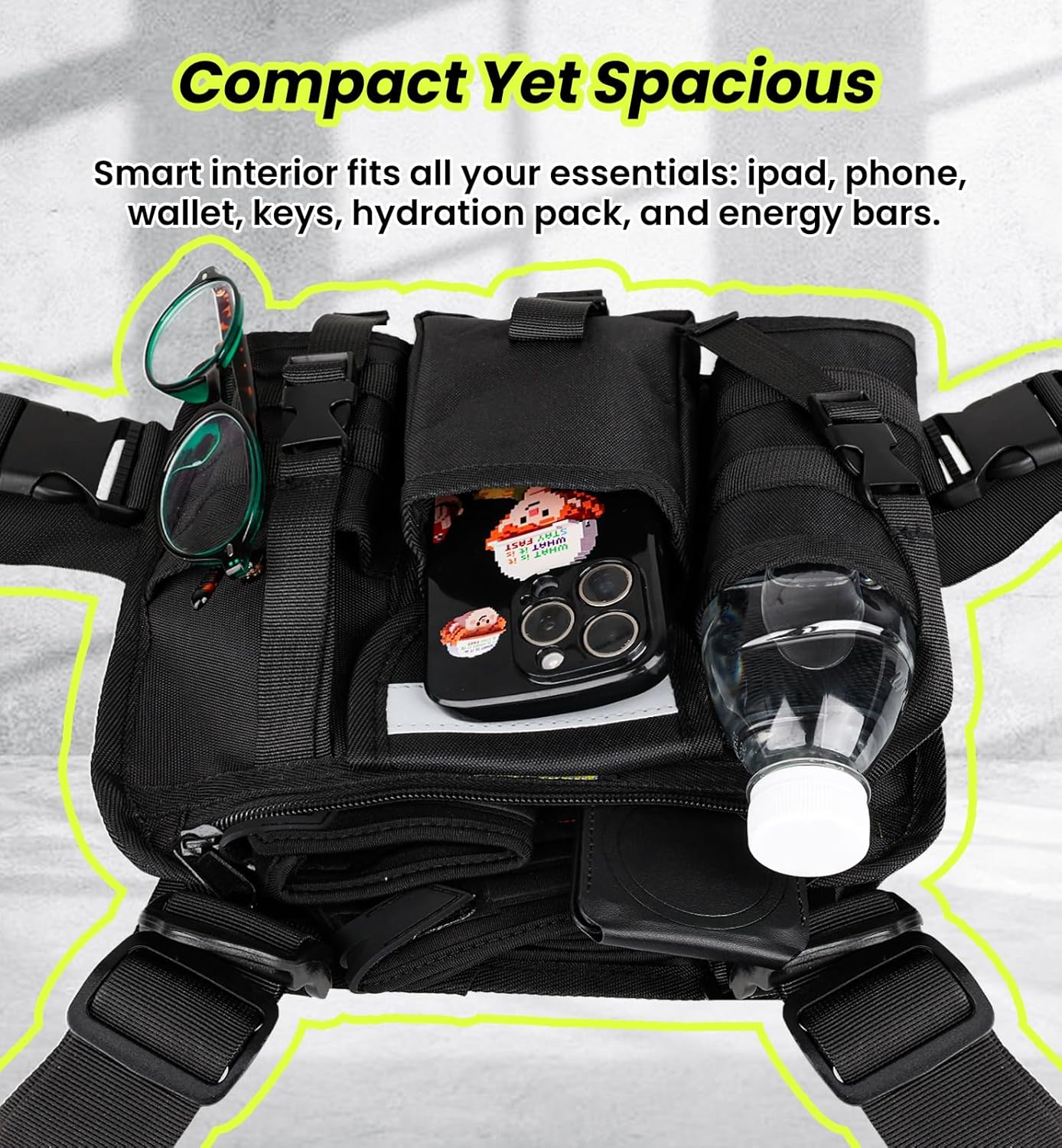 Skiennix Sports Chest Pack - Reflective Running Vest Bag for Cycling, Hiking, and Gym Workouts