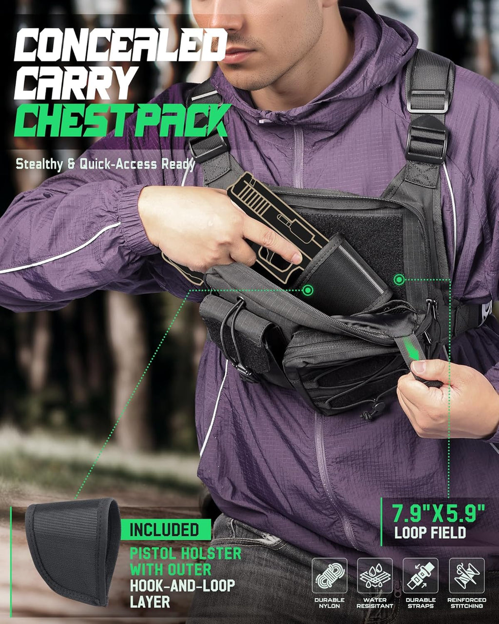 RXW Chest Bag - Tactical Hiking Chest Pack for Men & Women | Lightweight, Versatile Design for Outdoor Adventures