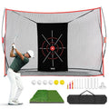 10x7ft Golf Practice Net for Backyard Driving, All-in-1 Outdoor Indoor Hitting Net, Mat, 7 Tees, 6 Balls for Training, Golf Gifts for Men Dad Him Golfer