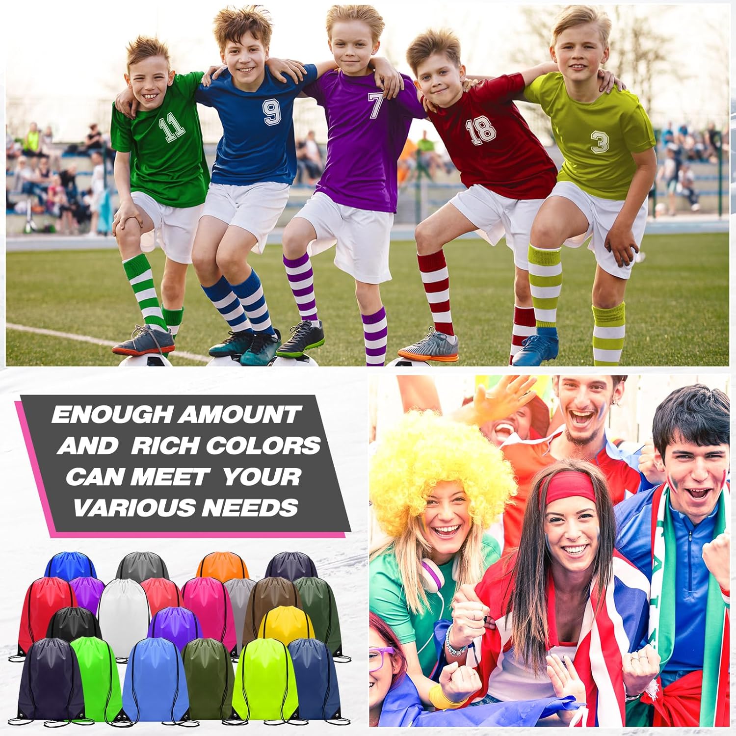 Shappy Drawstring Backpack - 150 Pcs Bulk Sports Gym Cinch Bags for Men & Women | 25 Color Options