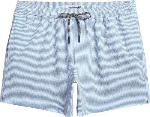 Maamgic Men's Swim Trunks - Quick Dry Seersucker Beach Shorts with Mesh Liner | 5.5 Inch Length