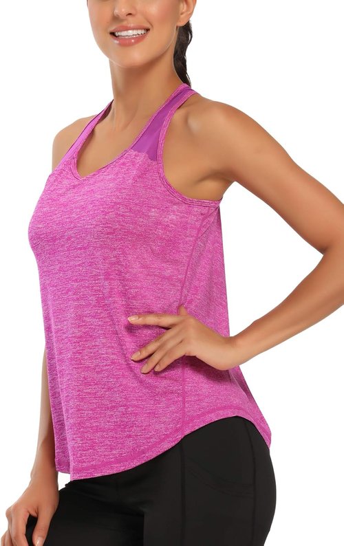 Aeuui Women's Racerback Tank Tops - Mesh Yoga Shirts for Athletic Workouts | Sleeveless Gym Apparel
