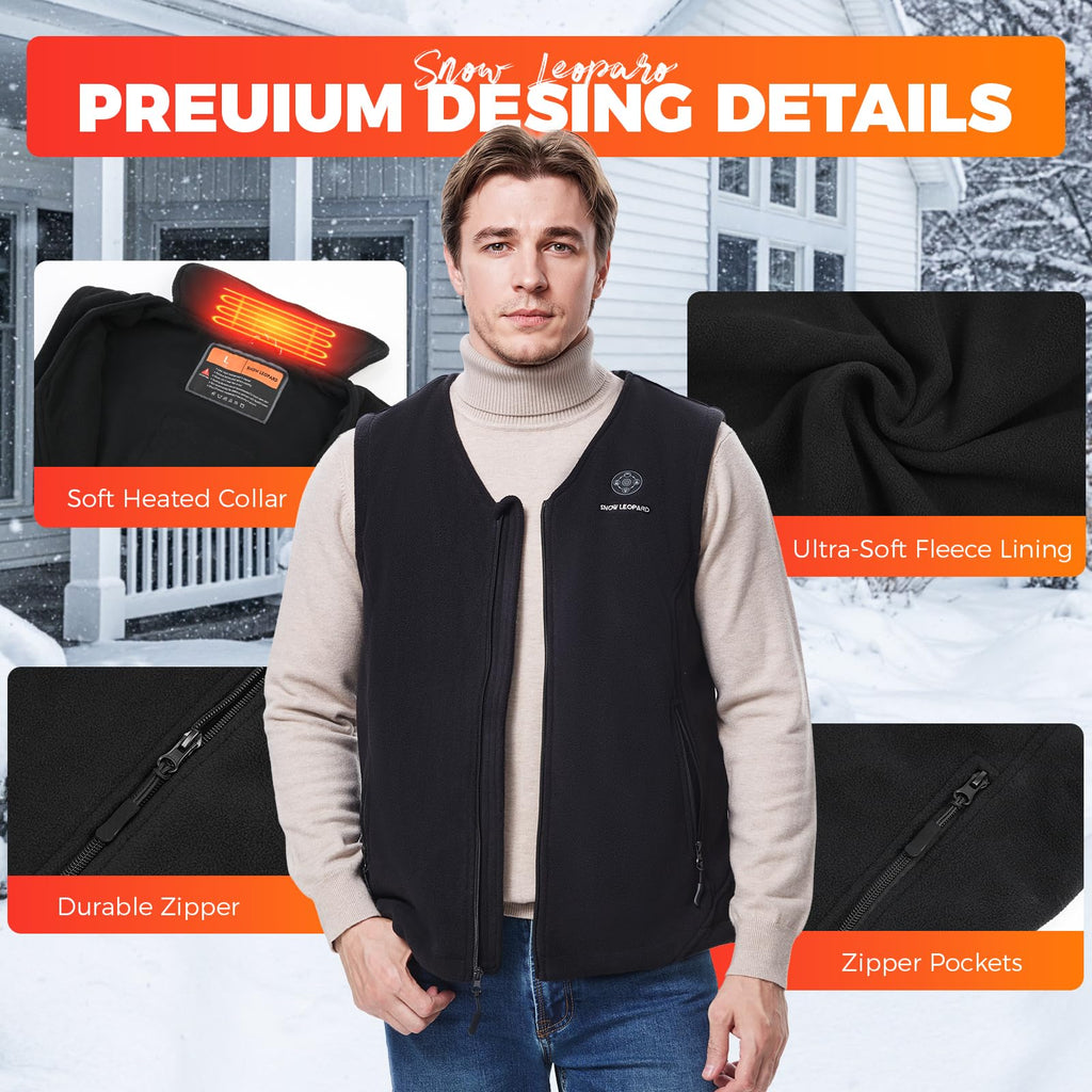 SNOW LEOPARD Heated Vest for Men with Battery Pack Included, Mens Heated Vests 7.4V 16000mAh Rechargeable Men's Electric Vest Winter Warming Heating Vest for Hiking/Golfing/Hunting, XX-Large
