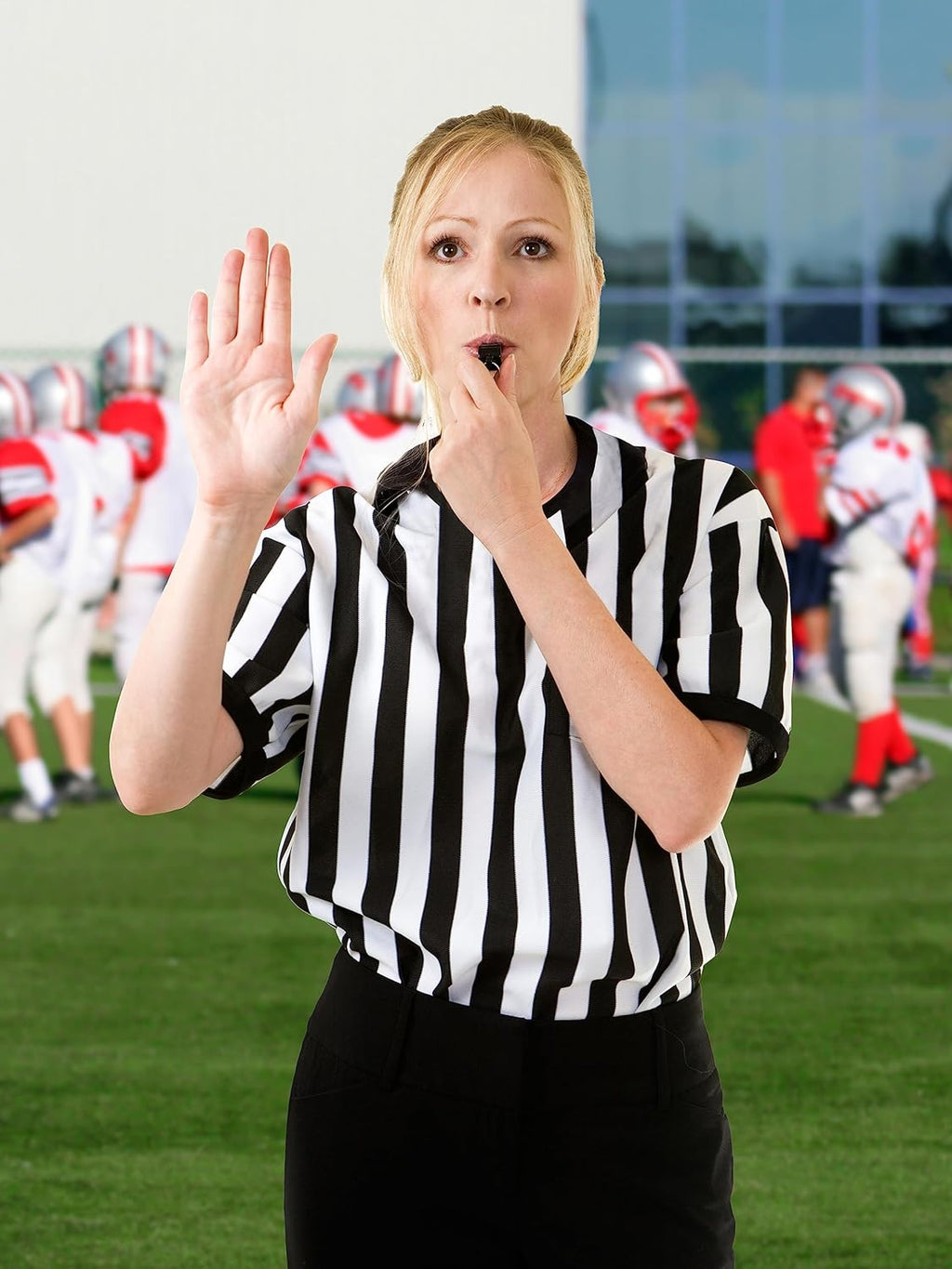 Skiennix Referee Shirt - V-Neck Striped Jersey for Men & Women | Professional Sports Uniform