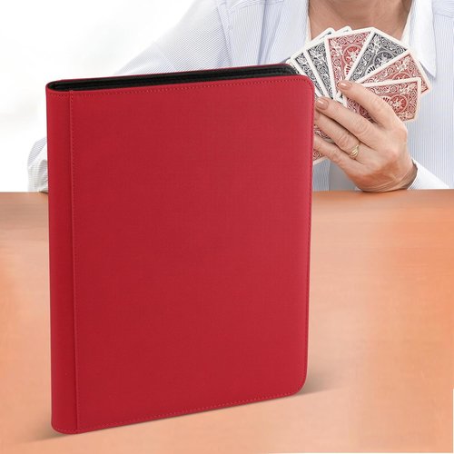 GERMUN Trading Card Binder - Premium 16 Pocket Card Holder for 1000+ Cards | Double-Sided Album (Red)