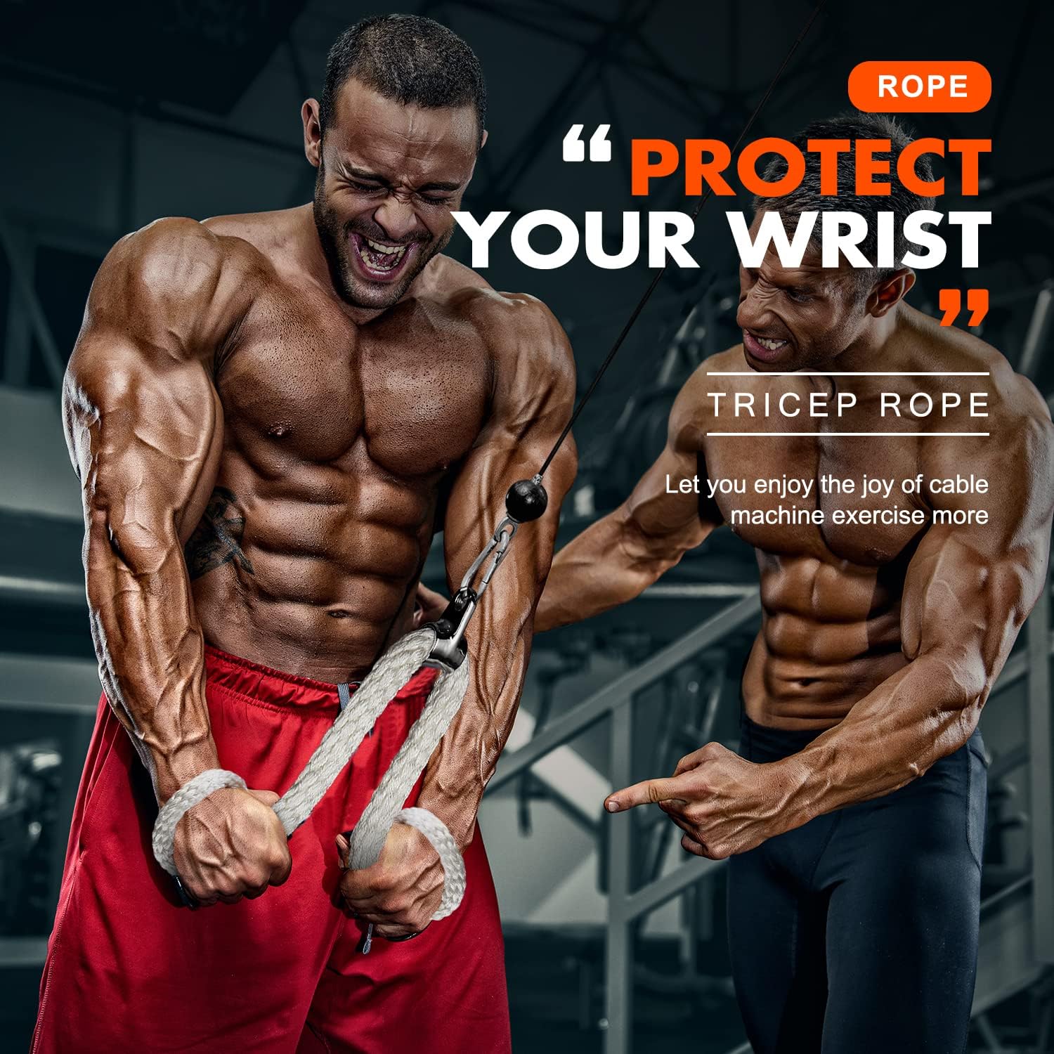 Skiennix Tricep Rope - Durable Cable Machine Attachment Set for Home Gym | LAT Pulldown Accessory