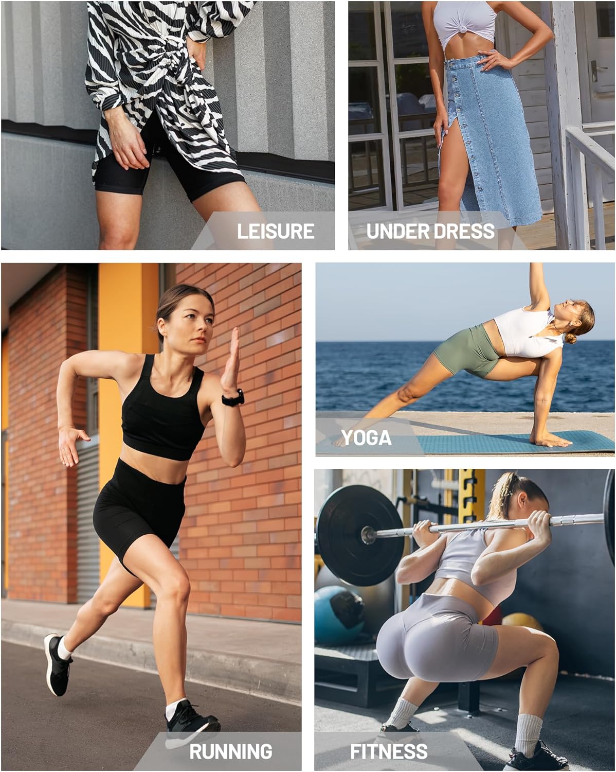 Runhit Biker Shorts for Women - High Waisted Yoga Workout Shorts with Pockets | 8''/5''/3'' Tummy Control Spandex