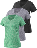 Xelky Women's Dry Fit V-Neck T-Shirt - Moisture-Wicking Athletic Activewear | 3-4 Pack