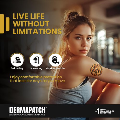 DermaPatch Adhesive Patch – 25 PCS Waterproof Overpatch Covers for CGM Sensors (Libre, Dexcom G6/G7, Stelo, Guardian, Enlite) – Ultra-Thin, No-Glue Center, Long-Fixation, Pre-Cut Paper (Color: Animal)